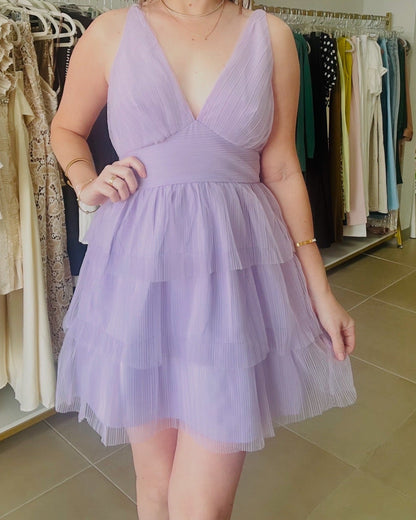 Lila Chiffon Tiered Ruffle  Dress