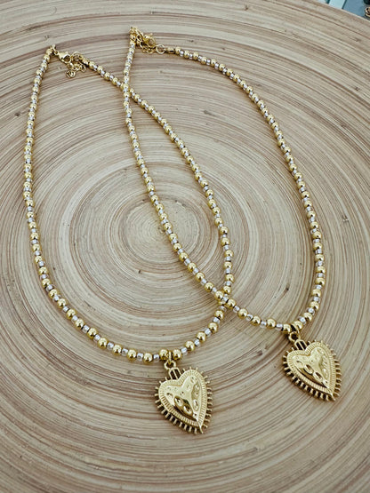 Gold /Clear Heart Neckalce