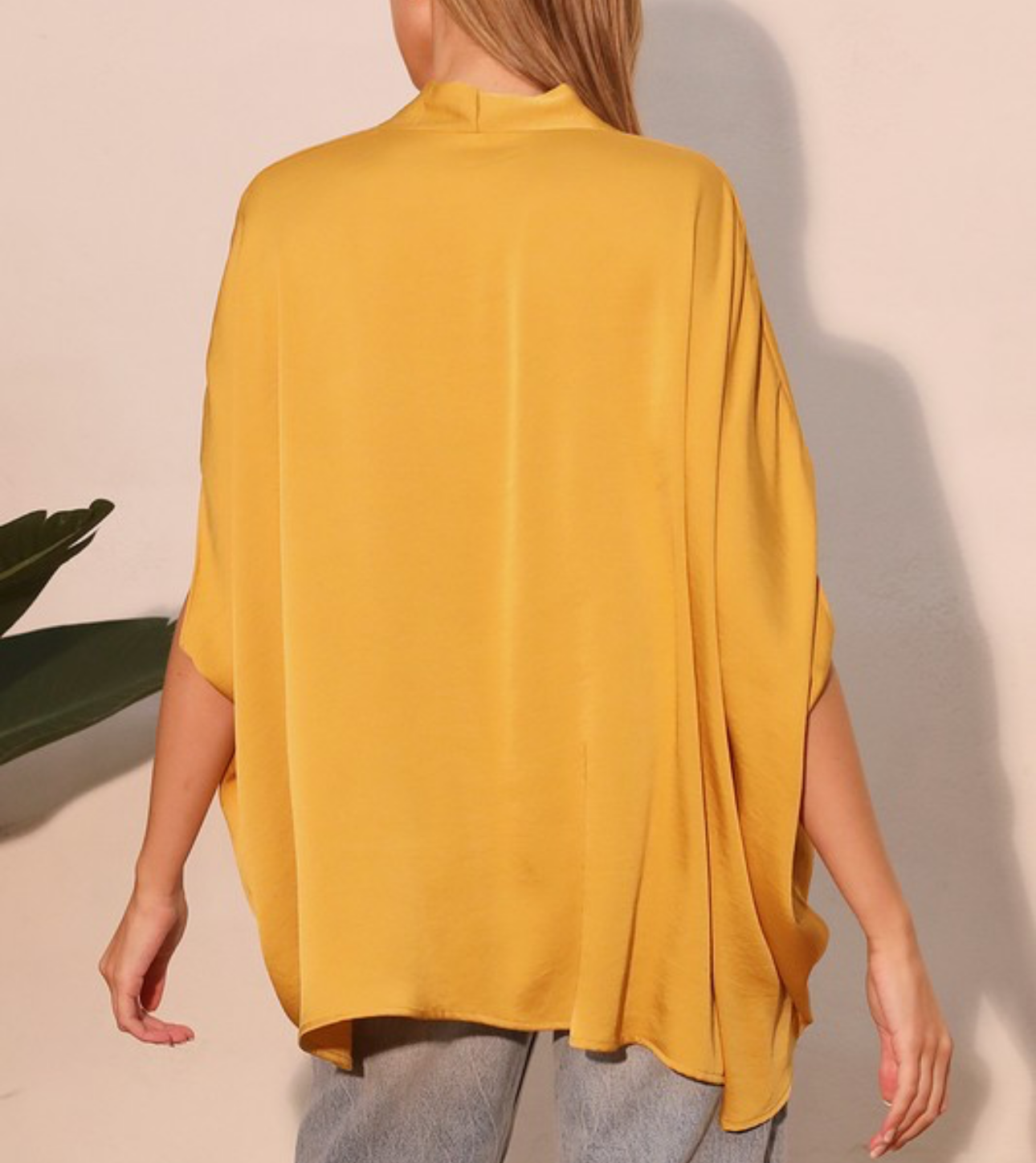 Mustard Satin oversized Caftan Top