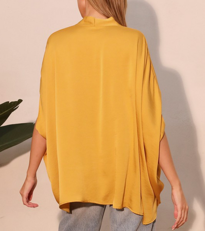 Mustard Satin oversized Caftan Top
