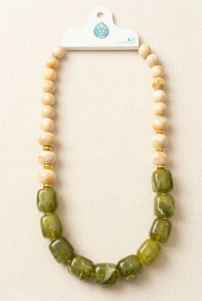 Green /Nude Bold Beads Necklace