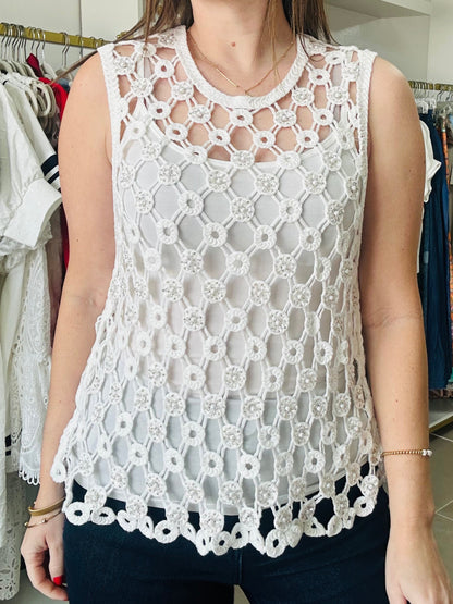 White Crochet Top