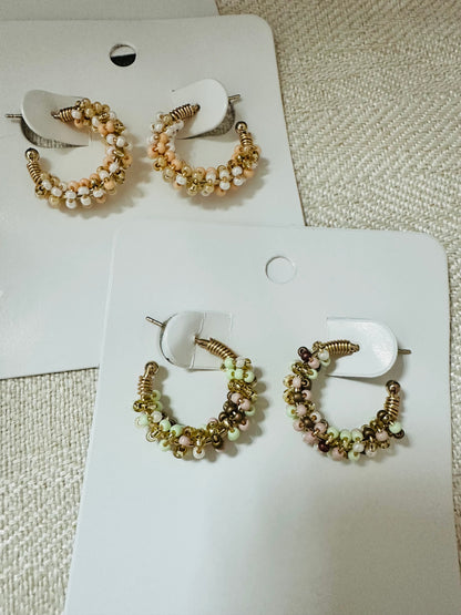Beaded Small Hoops Earrings