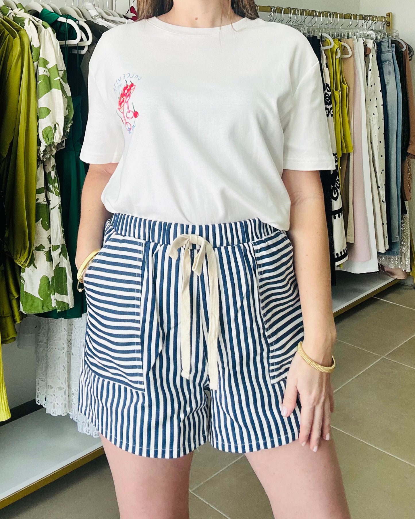 Navy Stripe short