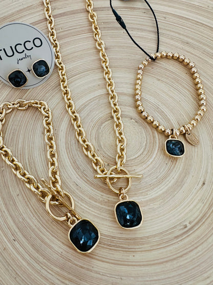 Camila Graphite Swarovski Chain Bracelet by TUCCO
