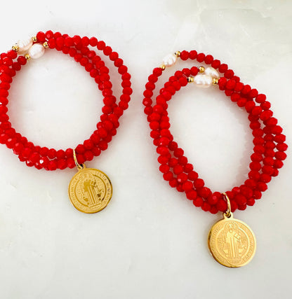 “San Benito” Charm Red  Bracelet set