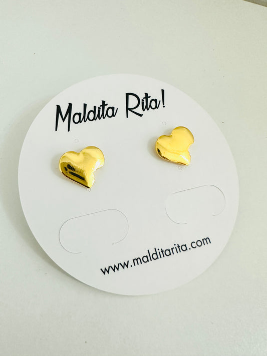 “Corazon Mordido” Gold Plated Earrings