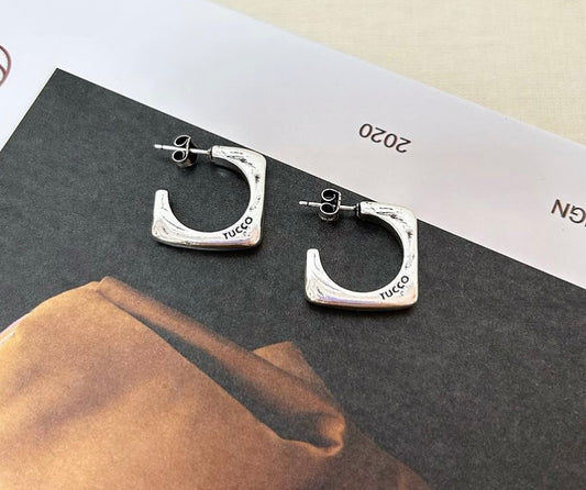 Silver Square Earrings by Tucco