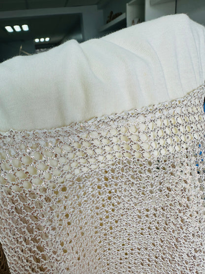 Cream Golden Mesh Maxi Dress