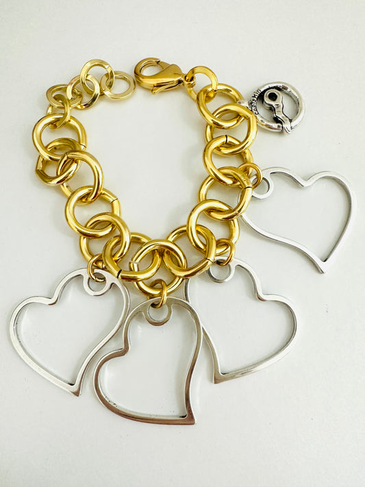 Coolskin Gold/ Silver Heart Charms Bracelet