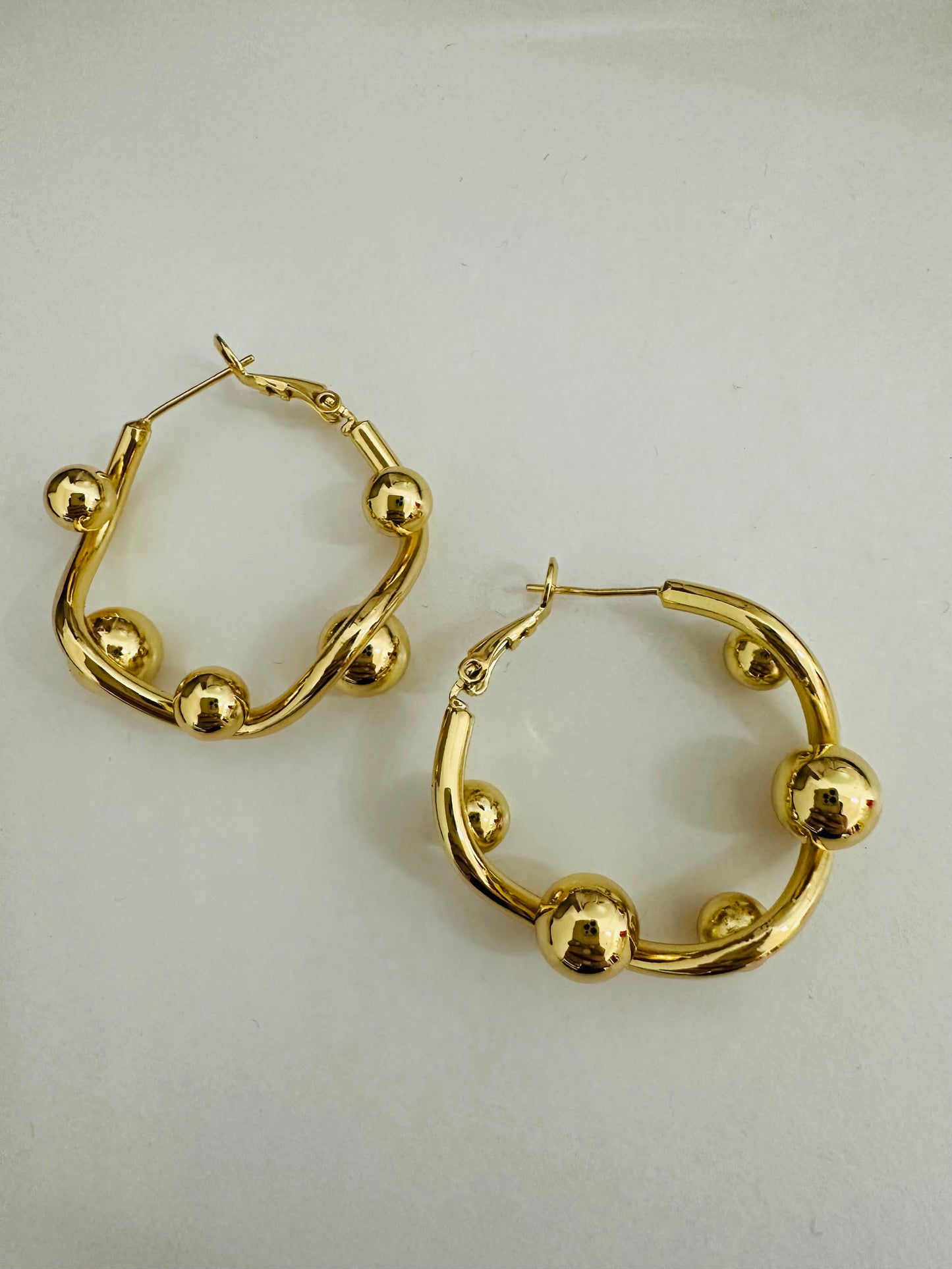 Gold waved Hoops with balls