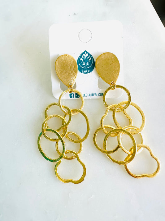 Gold Plated Long Free Form Earrings