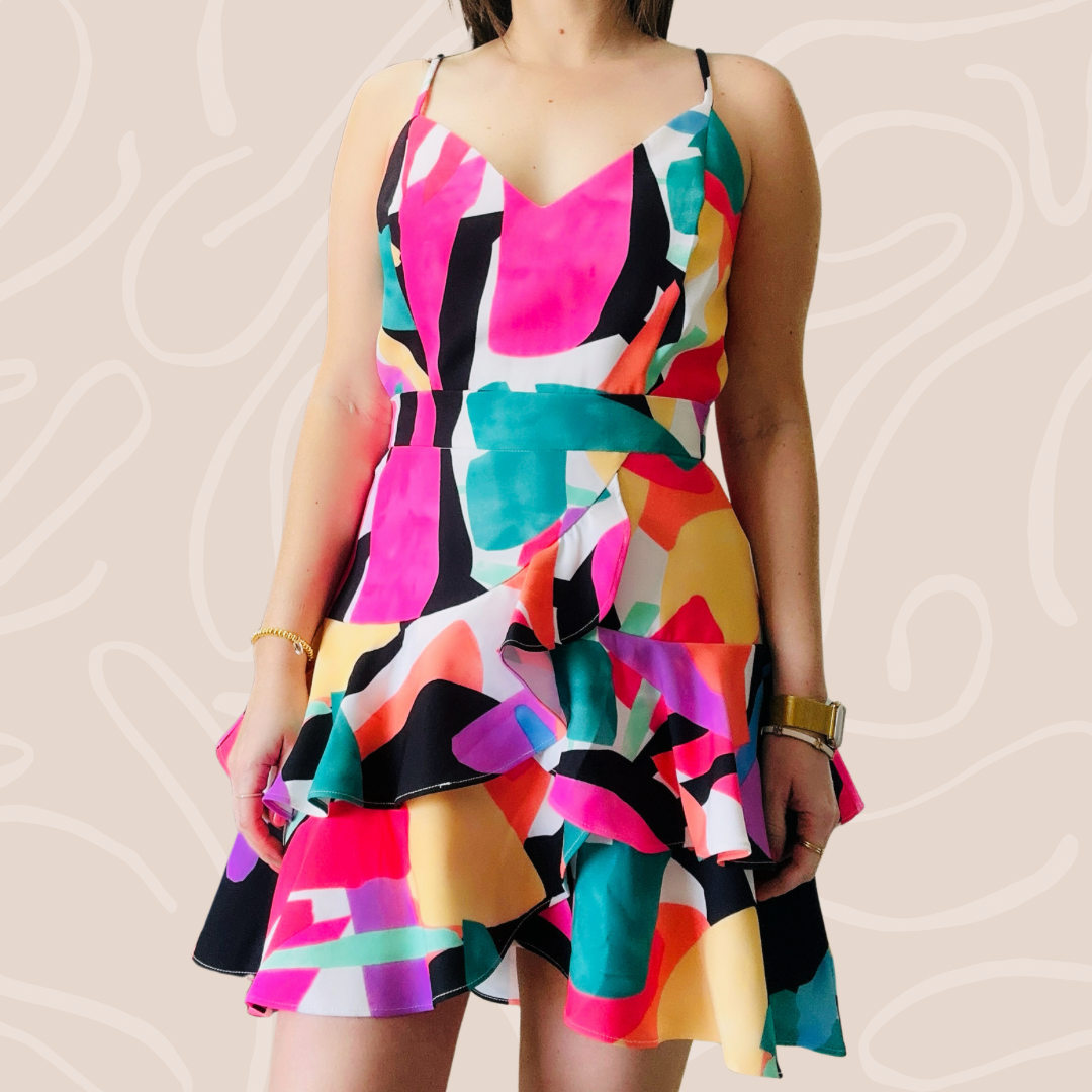 double layered fabric dress Colorful double Layers Dress