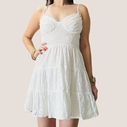Smocked Eyelet White Dress