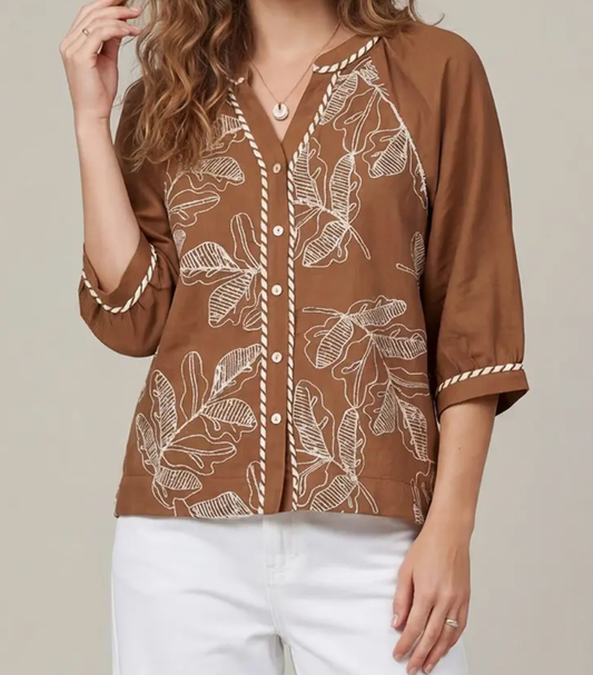 The Savannah Leaf Brown Blouse