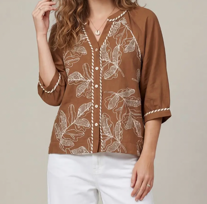 The Savannah Leaf Brown Blouse