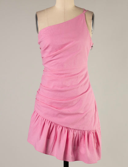 Cotton Pink Asymmetrical Dress