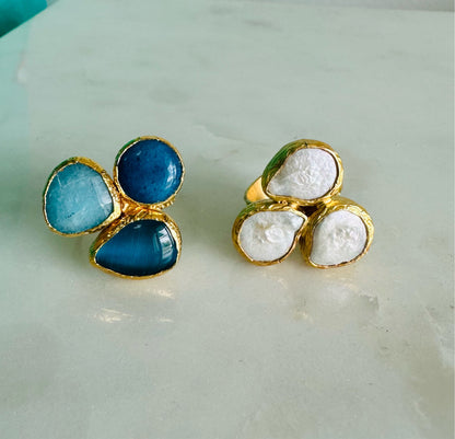 Stones Rings- Gold Plated
