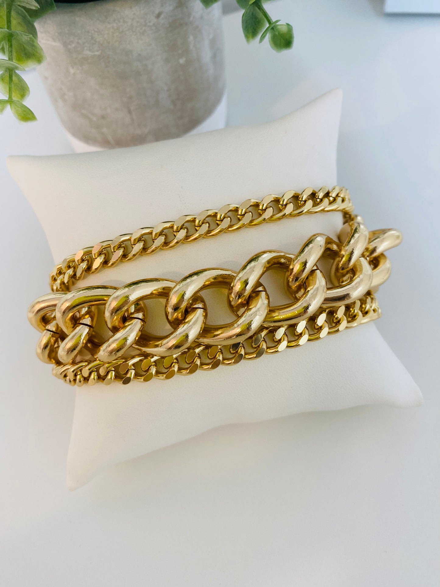 Gold Plated 3in1 Gold Chain Bracelet