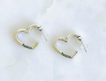 Silver Open Heart Tucco Earrings