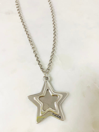 Double Star Silver Necklace